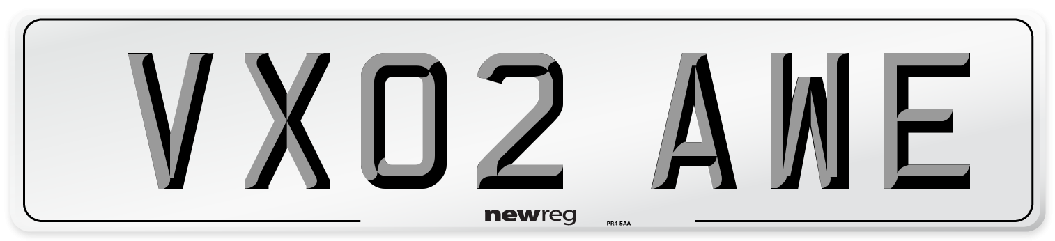 VX02 AWE Number Plate from New Reg